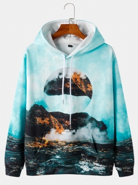 Pullover-hoodies Met Trekkoord Voor Heren Over Het Hele Berglandschap