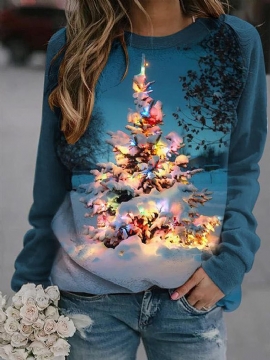 Sweatshirts Met O-hals Kerstboom En Landschapsprint