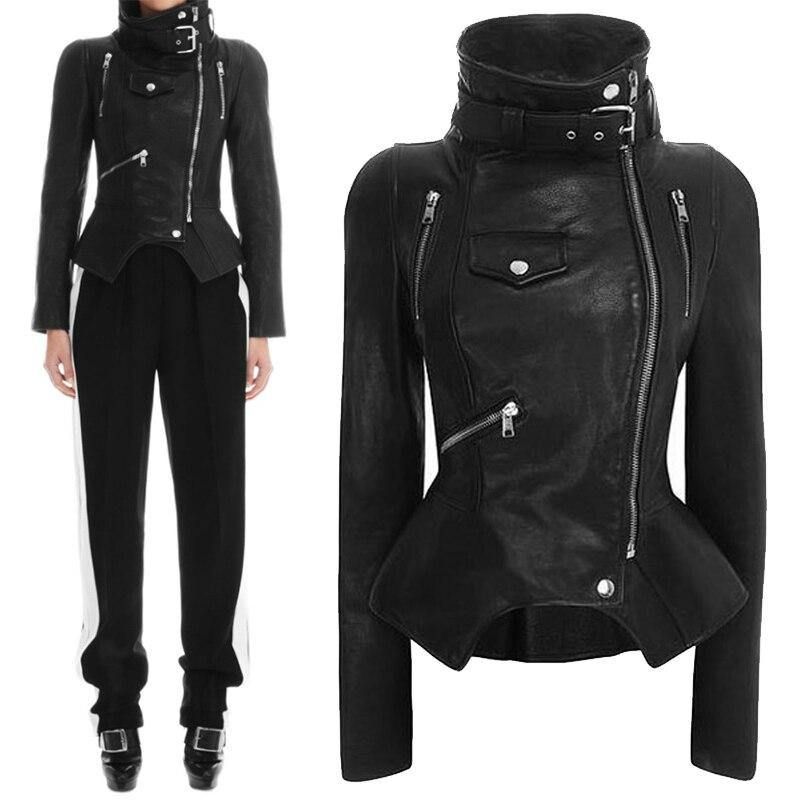 Motorfiets Lederen Gothic Jas Vrouwen Kunstleer Mode Zwarte Faux Jassen Trend Jas Streetwear