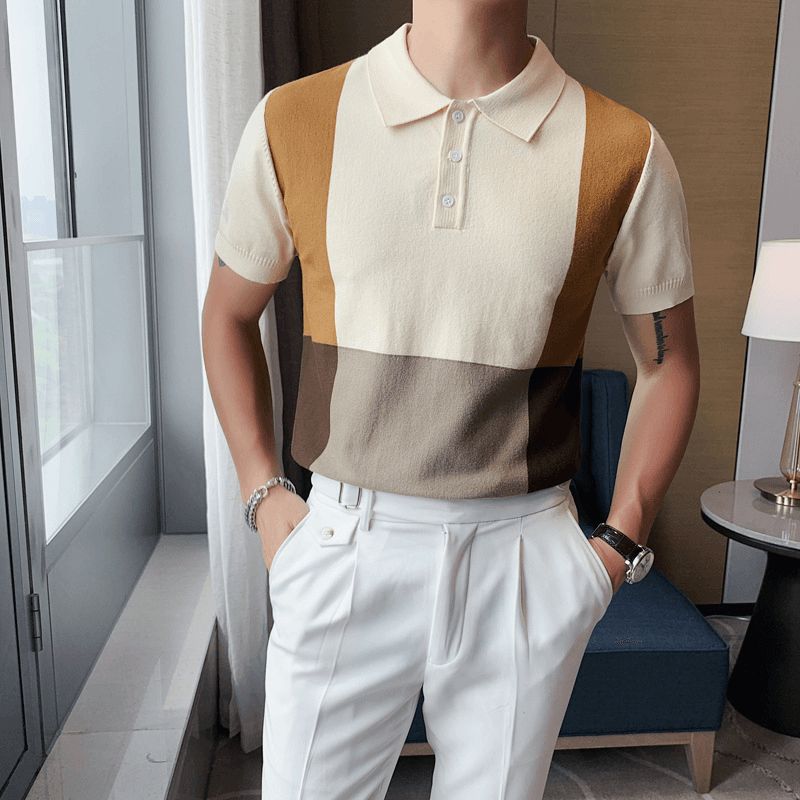 Brits Polo-shirt Voor Heren Trendy Slank Ijszijden T-shirt