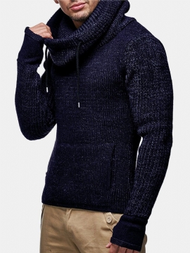 Heren Gebreide Uitgesneden Manchet Warme Casual Pullover-truien Met Trekkoord
