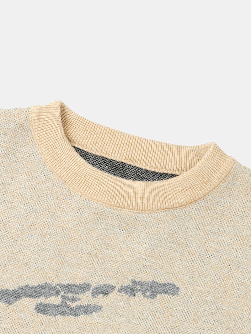 Heren Rib Gebreide Patroon Drop Shoulder Casual Pullover Sweaters