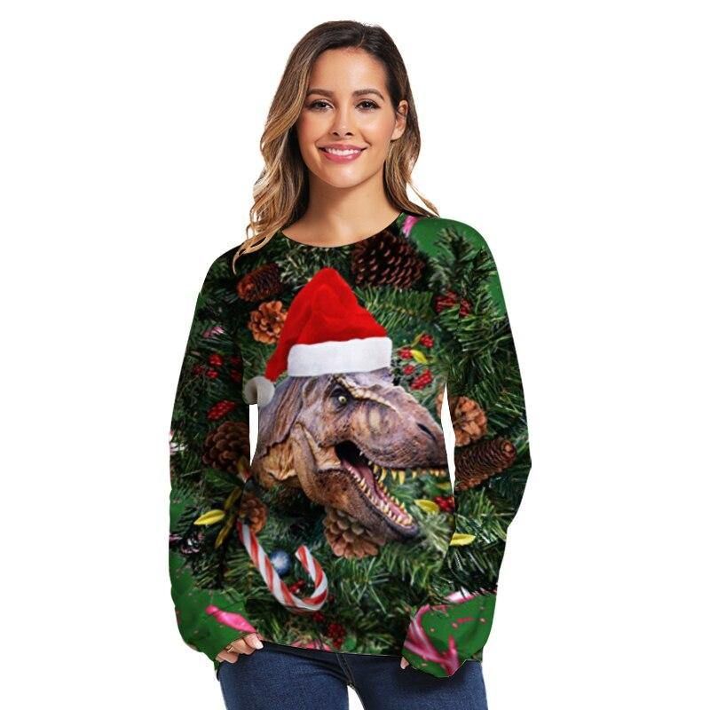 Unisex Vrouwen Kerst Trui Lelijke Kerst Trui Mannen Trui Winter Plus Size Grappige Herfst Tops Kleding Dinosaurus