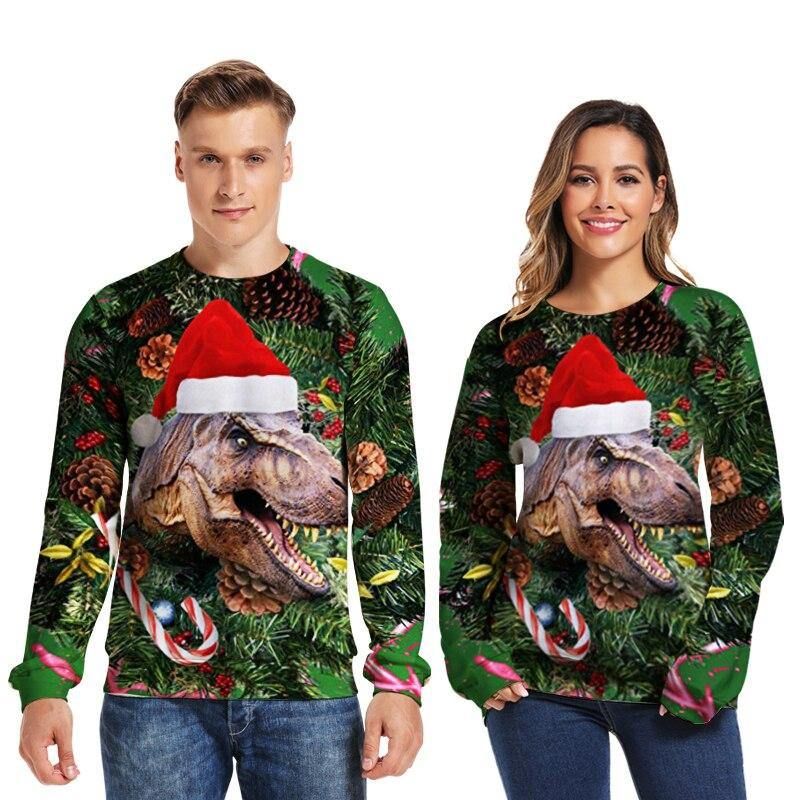 Unisex Vrouwen Kerst Trui Lelijke Kerst Trui Mannen Trui Winter Plus Size Grappige Herfst Tops Kleding Dinosaurus