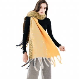 190*56 cm Dames Winter Warm Vintage Kunstmatige Kasjmier Sjaal Met Kwastje Lange Sjaal