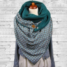 Dames Katoen Plus Dik Warm Houden Winter Outdoor Casual Geometriepatroon Multifunctionele Sjaal