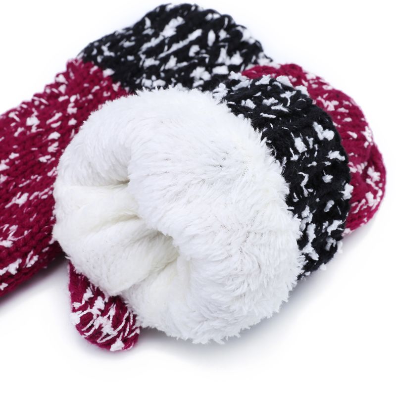 Dames Meisjes Kerst Gebreide Sneeuw Muts Handschoenen Sjaal Winter Warm Trend Driedelige Set