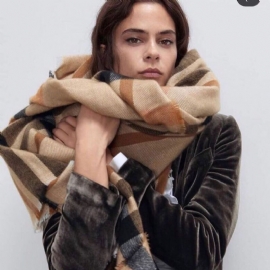 Gestreepte Eenvoudige Mode-sfeer Verdikte Sjaal Voor Tweeërlei Gebruik
