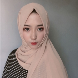 Vrouwen Effen Kleur Sjaal Hijab Chiffon Lange Sjaal