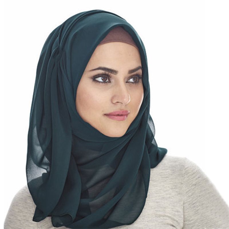 Vrouwen Monochrome Etnische Parel Chiffon Bubble Handdoek Hoofdband Hijab Sjaal Arabische Sjaal Tulband Hoed