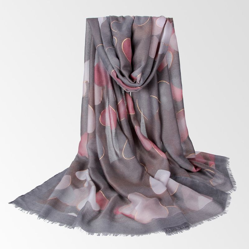 Zomerlinnen Ademende Hartvormige Sjaal Met Print