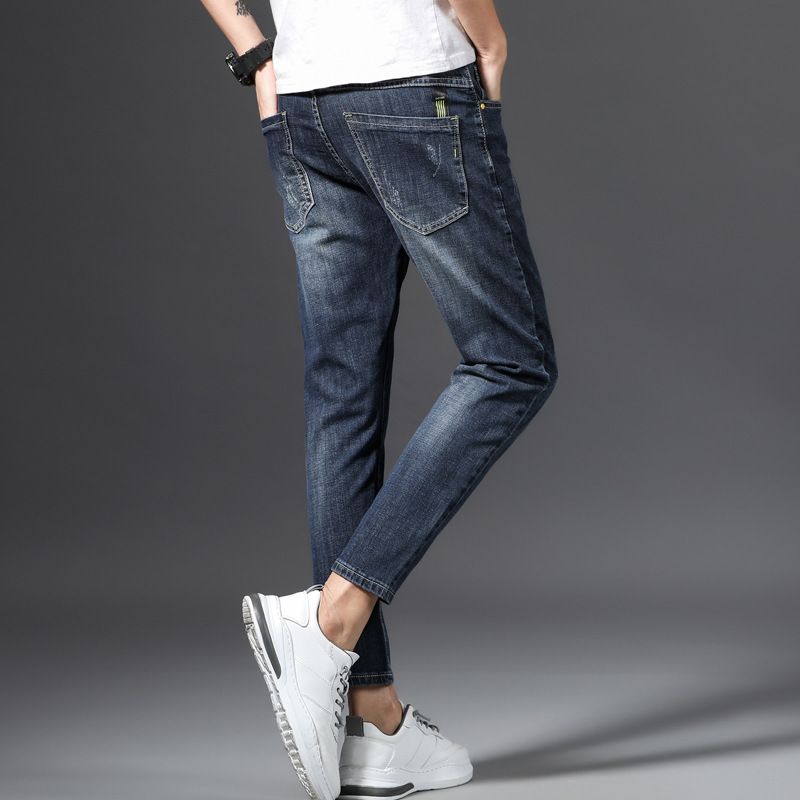 Cropped Jeans Voor Heren In Koreaanse Stijl Slanke Voeten