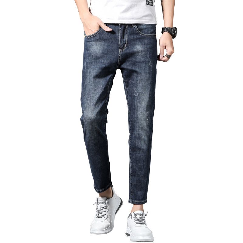 Cropped Jeans Voor Heren In Koreaanse Stijl Slanke Voeten