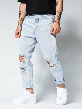 Gescheurde Slanke Jeans Voor Heren Potloodjeans Op Maat Gemaakt Modieus Voor Op Straat Rijden Locomotief Feestkleding Denim