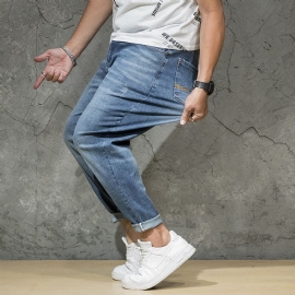 Grote Maten Jeans Voor Heren Trendy Achterzakken Geborduurd En Verwassen