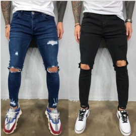 Heren Gescheurde Elastische Voeten Gescheurde Nieuwe Hot Style Trendy Jeans