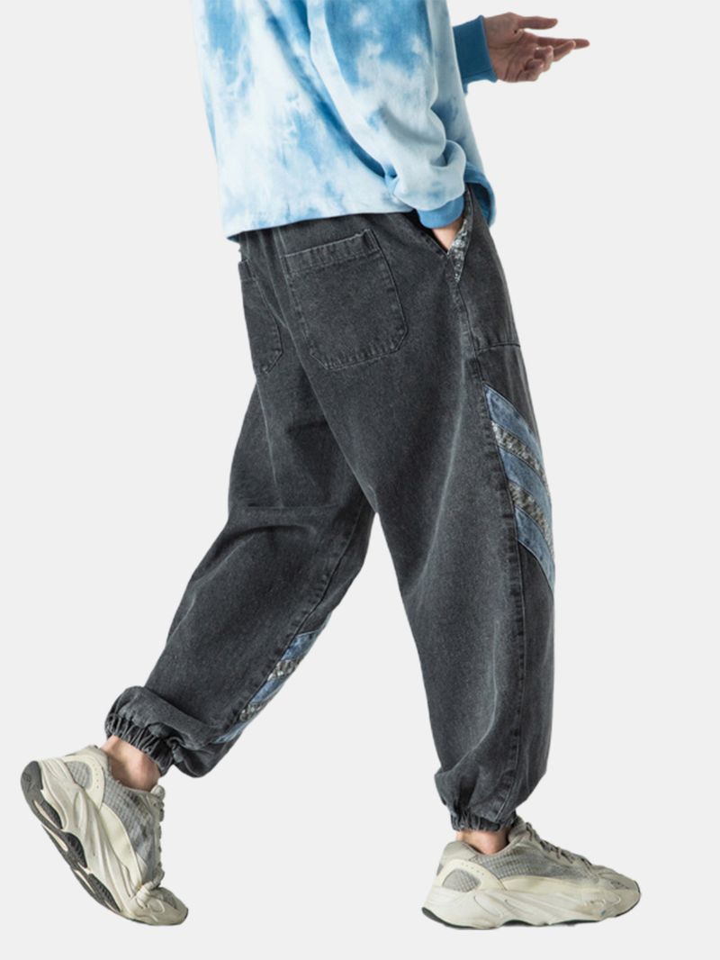 Heren Patchwork Zak Elastische Taille Harlan Jeans
