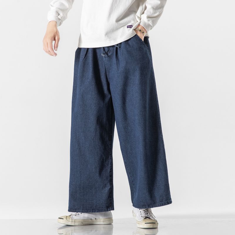 Jeans Voor Heren Plus Size Chinese Stijl Casual Wijde Pijpen Broek