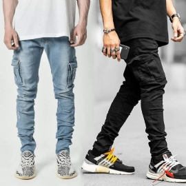 Modieuze En Eenvoudige Multi-pocket Tooling-jeans Voor Heren
