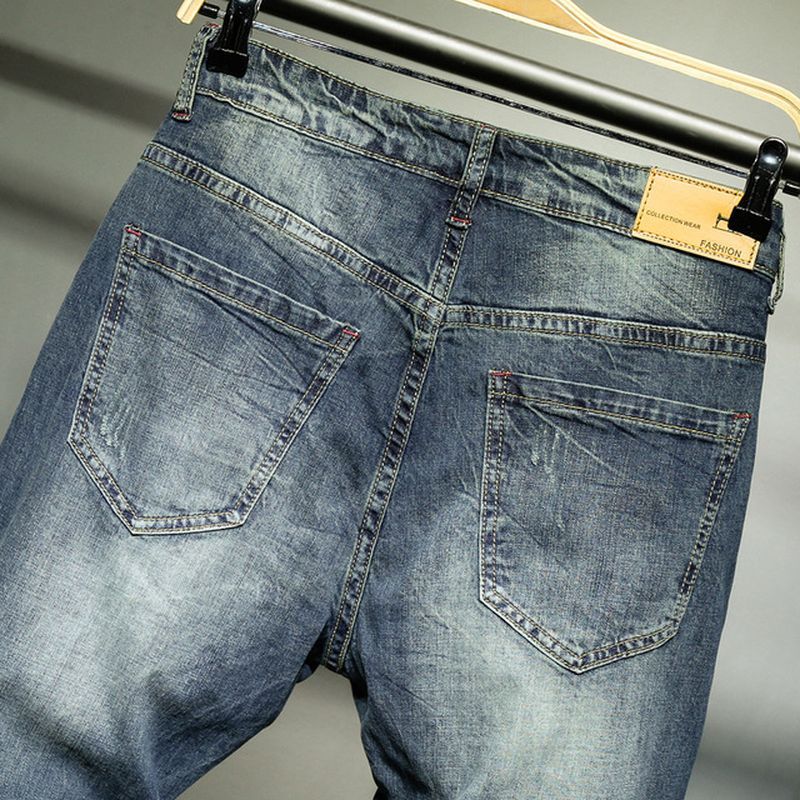 Nieuwe Rechte Slanke Jeans Voor Heren Met Retro Stretch En Casual Voeten Denim Broek