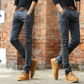 Vintage Heren Slim Fit Jeans Hoge Kwaliteit Broek Designer Business