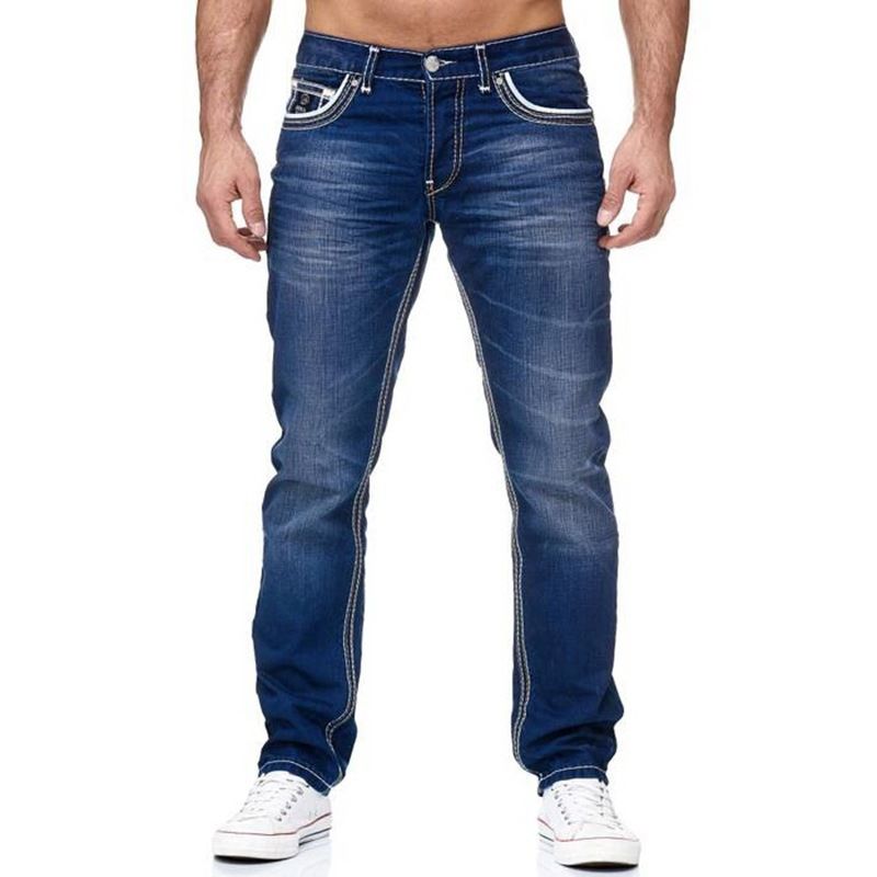 Witte Verontruste Halfhoge Losse Jeans Met Rechte Pijpen Voor Heren