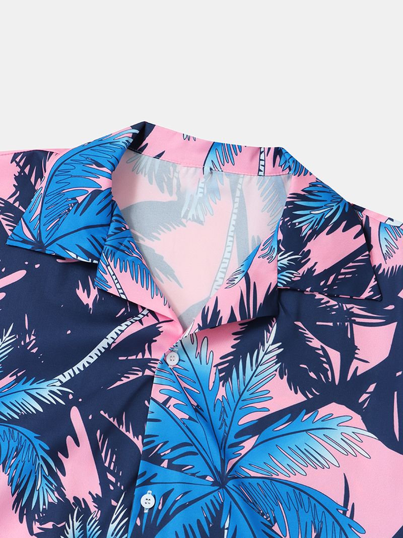 Hawaï-overhemden Met Kokosnootboomprint Voor Heren