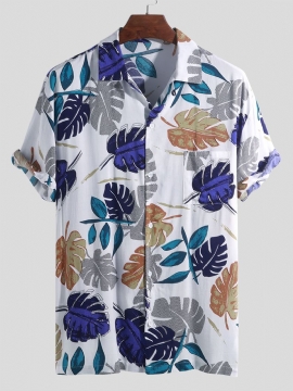 Hawaïaanse Strandoverhemden Met Tropische Planten En Print Voor Heren