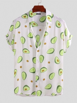 Heren Avocado Gedrukte Zomer Hawaiiaanse Stijl Casual Vakantie Mode Shirts
