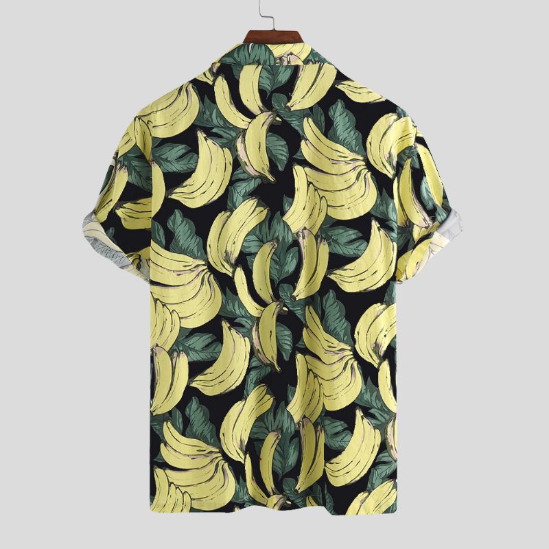 Heren Bananenprint Casual Losse Zomervakantie Shirts