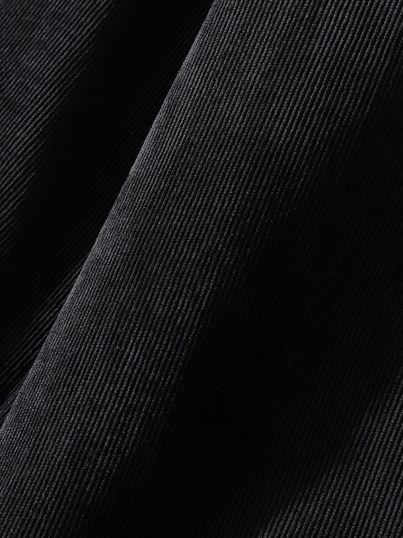 Heren Corduroy Contrast Bindende Revers Effen Zwarte Shirts Met Lange Mouwen
