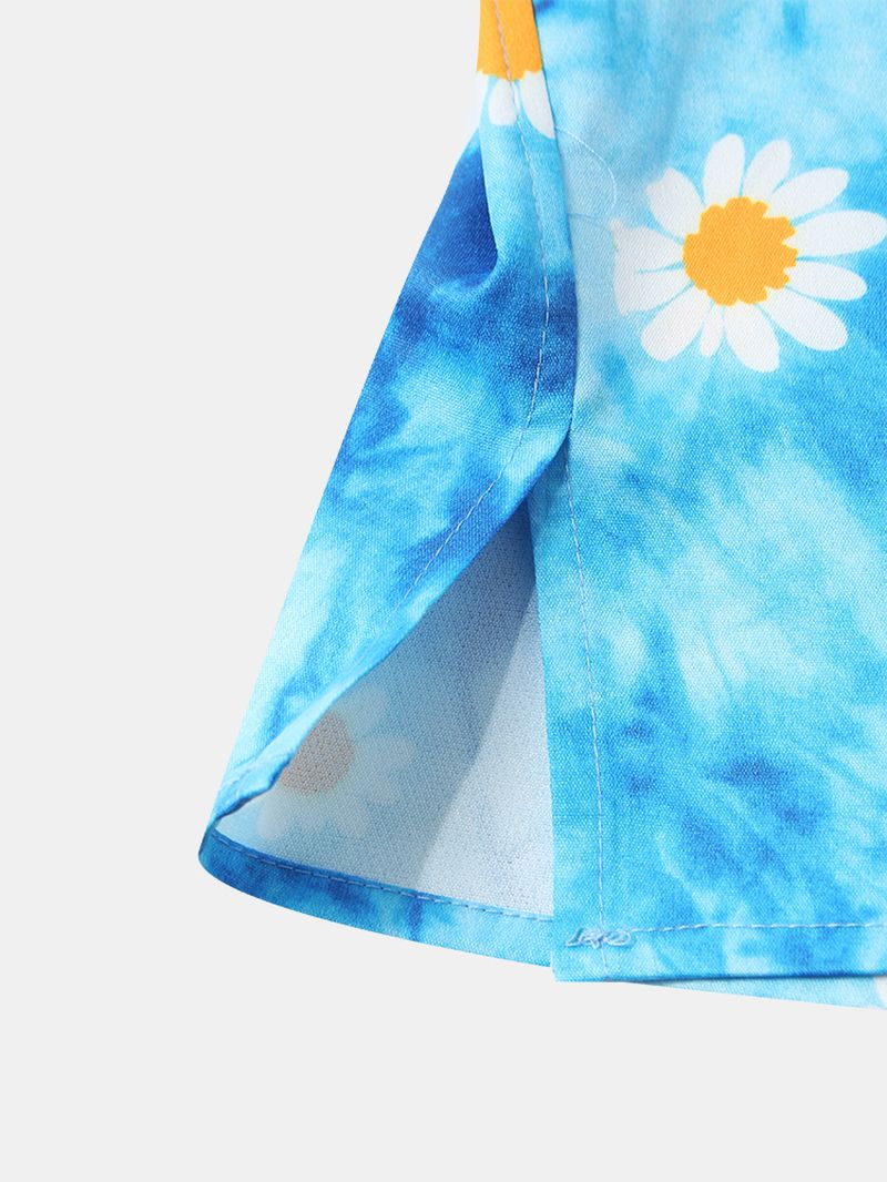 Heren Nieuwe Mode Bloemenprint Overhemden Met Kraag En Korte Mouwen