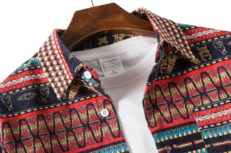 Mode Etnische Stijl Losse Plus Size Casual Shirt