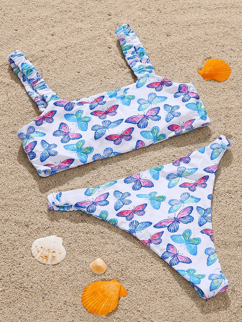 Dierlijke Vlinderprint Gewatteerde Bikini Vakantie Strand Badpakken Voor Dames