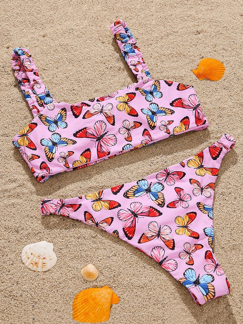 Dierlijke Vlinderprint Gewatteerde Bikini Vakantie Strand Badpakken Voor Dames
