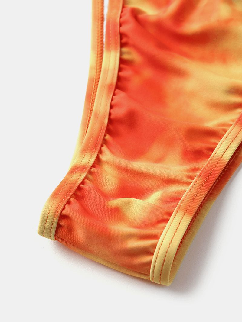Tie Dye Print String Bikini Spaghettibandjes Backless Badpak