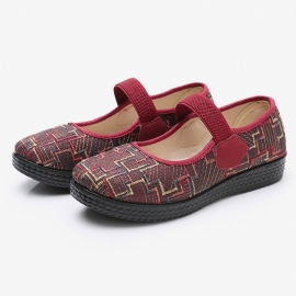 Dames Oude Peking Doek Elastische Slip Op Resistente Loafers