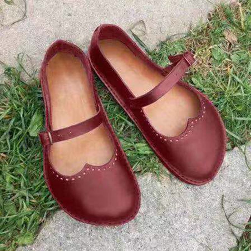 Dames Retro Grote Maat Gesp Casual Lente Flats Loafers