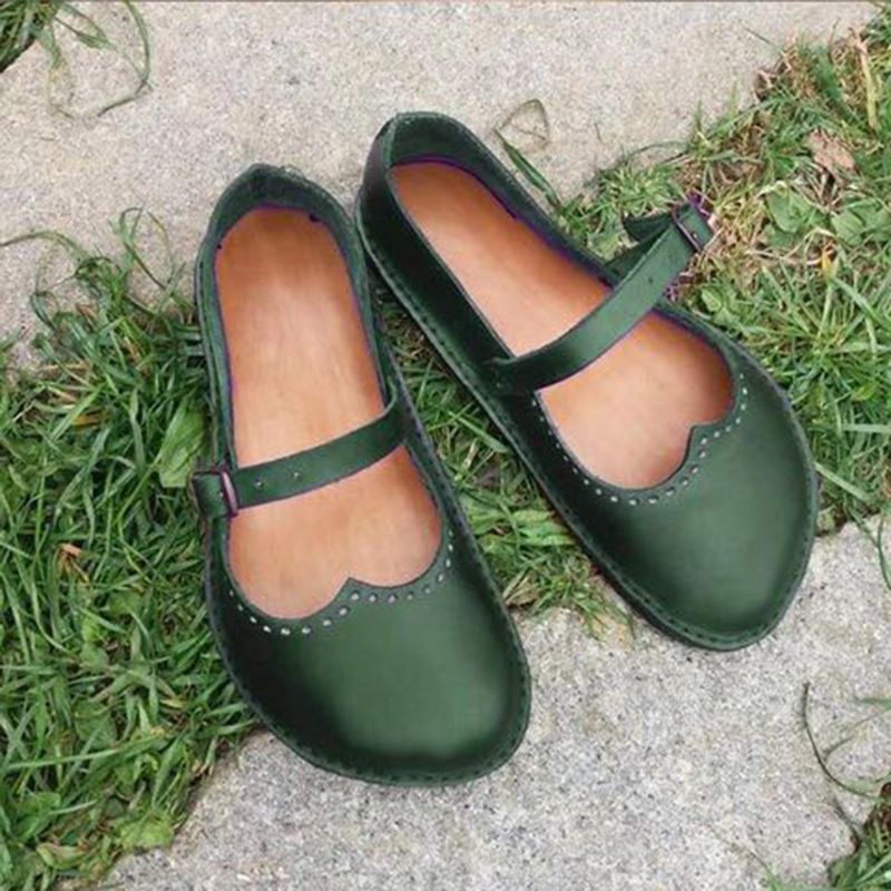 Dames Retro Grote Maat Gesp Casual Lente Flats Loafers