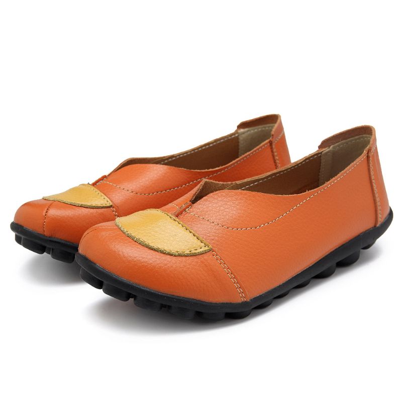 Dames V-vormige Stiksels Lederen Casual Platte Loafers Schoenen