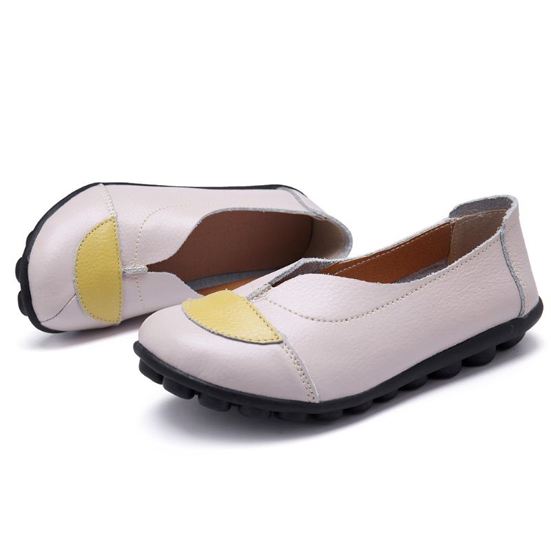 Dames V-vormige Stiksels Lederen Casual Platte Loafers Schoenen