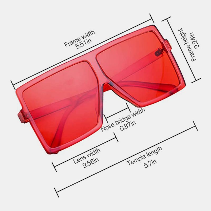 Dames Vintage Oversized Vierkant Frame Multi-color Mode Uv-bescherming Zonnebril