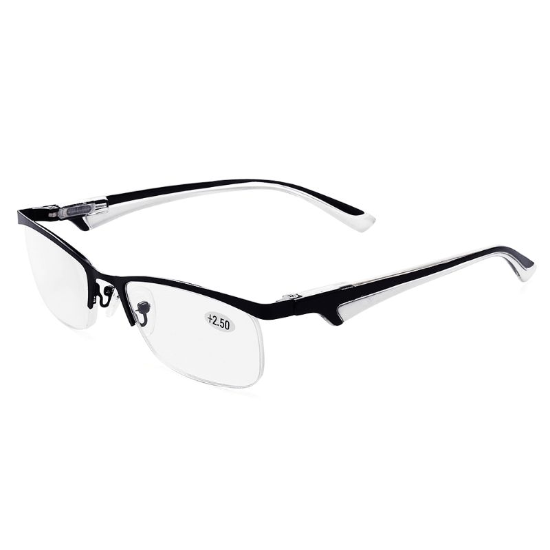 Heren Dames Retro Ronde Leesbril Met Half Frame Stijlvolle Computerbril Met Etui