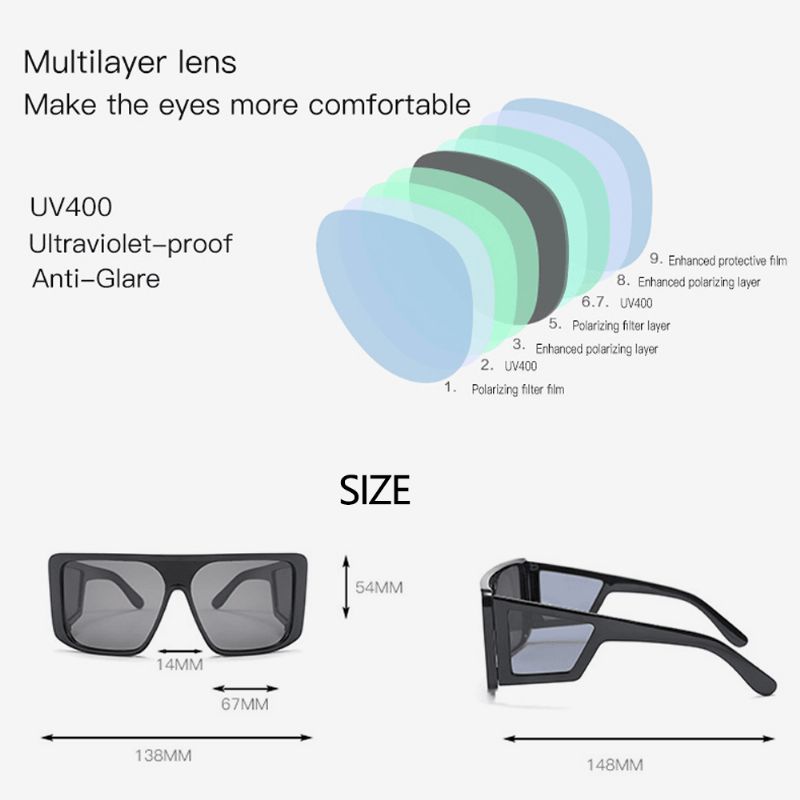 Heren Full-frame Eendelige Lens Winddichte Uv-bescherming Mode Zonnebril