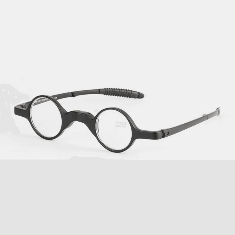 Heren Ronde Superlichte Opvouwbare Stralingsbescherming Full Frame Leesbril Afstandsbril Met Ritstas
