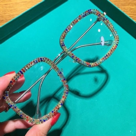 Koreaanse Mode Trendy Vierkante Diamanten Bezaaide Bril