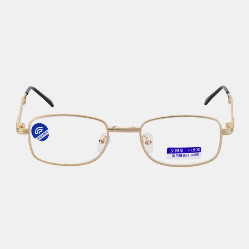 Mannen Draagbare Full Frame Opvouwbare Mode Hars Anti-blauw Leesbril Verziendheid Bril Verziend Bril Met Lederen Doos