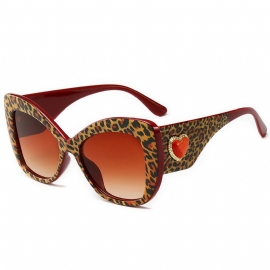 Trendy Zonnebril Met Groot Montuur Met Luipaardprint Gepersonaliseerde Cat-eye Love-zonnebril