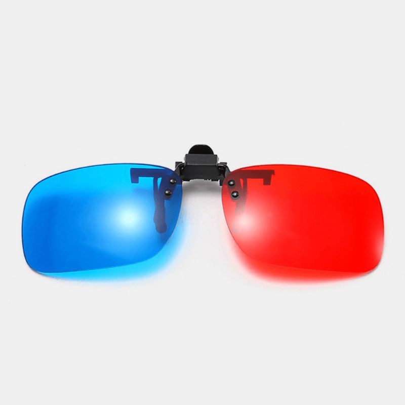 Unisex 3d Stereo Bril Clip Lens Cinema Film Rood En Blauw Universele Brillens Met Case