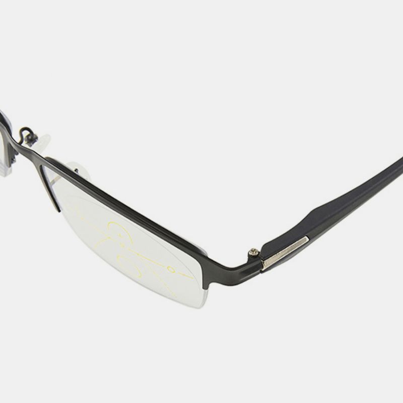 Unisex Anti-blauw Licht Dual-use Lichtgewicht Multi-focus Half-frame Leesbrillen Verziend Bril